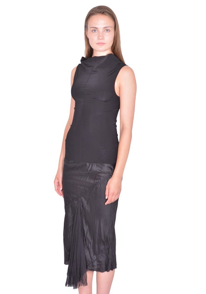 RICK OWENS SLICED DRESS BLACK SS26 | DOSHABURI Online Shop