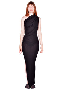 rick owens black dress WOMEN ATHENA FW26 rick owens models Baxton Black Suede Leather plush garde sophistication Color:Ink_Blue