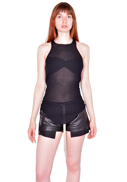RICK OWENS WOMEN BASIC RIB TANK BLACK FW26 | DOSHABURI Shop