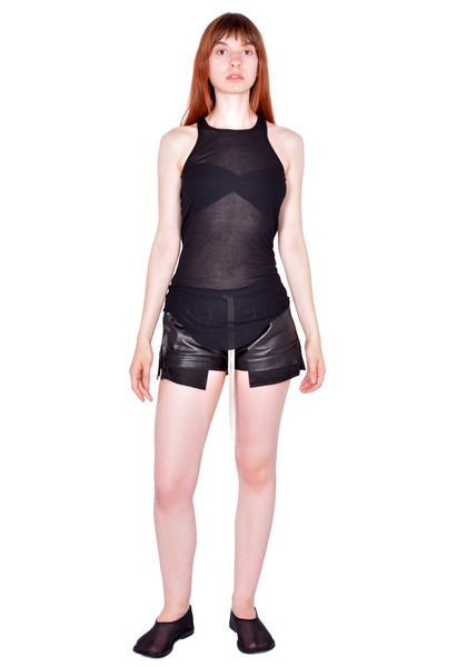 RICK OWENS WOMEN BASIC RIB TANK BLACK FW26 | DOSHABURI Shop