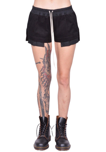 RICK OWENS WOMEN FOG BOXER SHORTS BLACK FW25 | DOSHABURI Online Shop