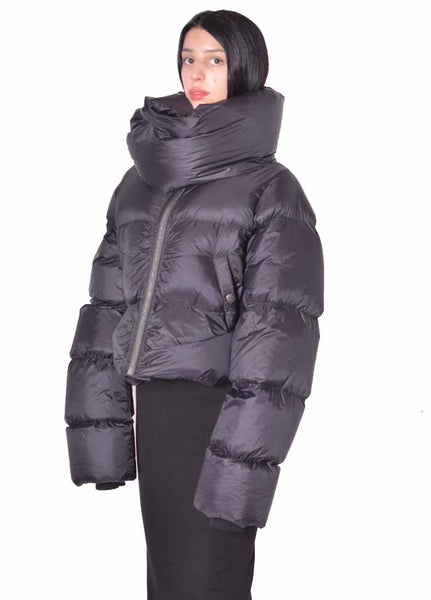 RICK OWENS WOMEN FUNNEL NECK BLACK 2026FW | DOSHABURI Online Shop 