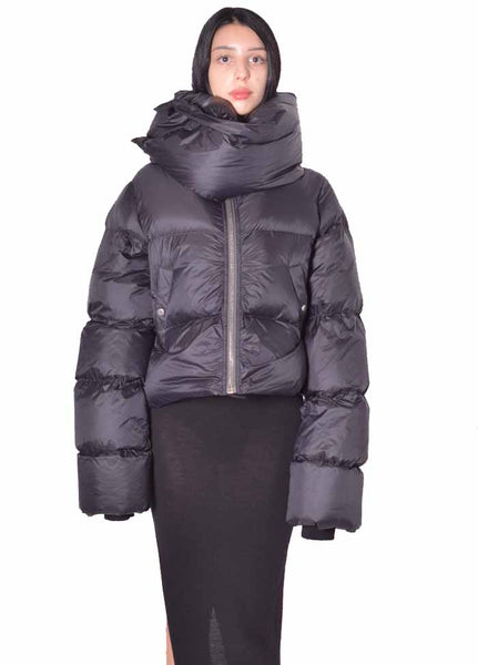RICK OWENS WOMEN FUNNEL NECK BLACK 2026FW | DOSHABURI Online Shop 