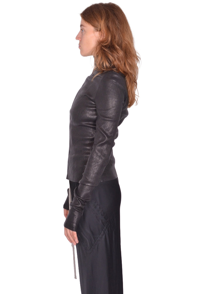 RICK OWENS WOMEN GARY LEATHER JACKET FW25 | DOSHABURI Online