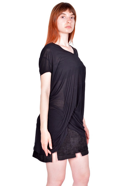 RICK OWENS WOMEN HIKED T-SHIRT BLACK FW26 | DOSHABURI Online Shop