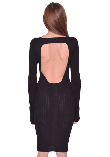 RICK OWENS WOMEN HOLLYWOOD LONG SLEEVE DRESS BLACK SS25 | DOSHABURI Shop