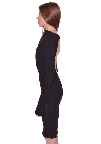 RICK OWENS WOMEN HOLLYWOOD LONG SLEEVE DRESS BLACK SS25 | DOSHABURI Shop