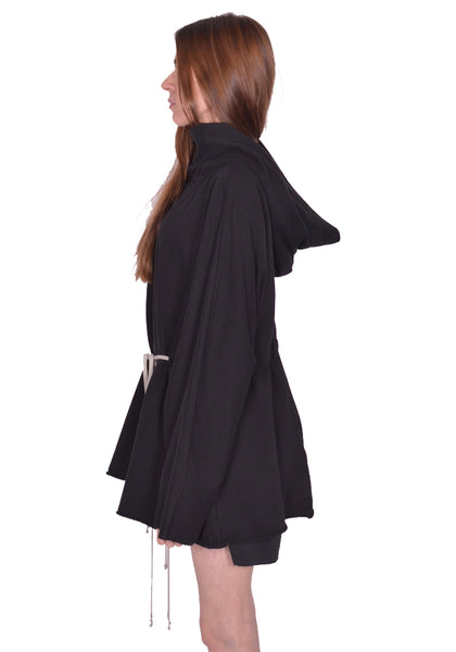RICK OWENS WOMEN HOODED TUNIC BLACK SS25 | DOSHABURI Omline Shop