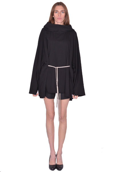 RICK OWENS WOMEN HOODED TUNIC BLACK SS25 | DOSHABURI Omline Shop