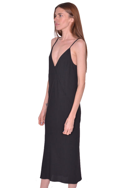RICK OWENS WOMEN RP01E7545 Y SLIP DRESS BLACK SS25 | DOSHABURi Shop