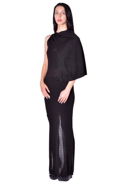 RICK OWENS WOMEN SL SCARF DRESS BLACK 2026FW | DOSHABURI Shop