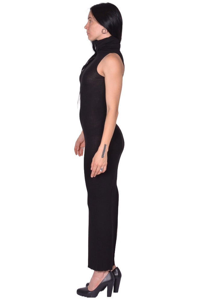 RICK OWENS TUBE DRESS BLACK NEW WOOL FW25 | 50%OFF SALE