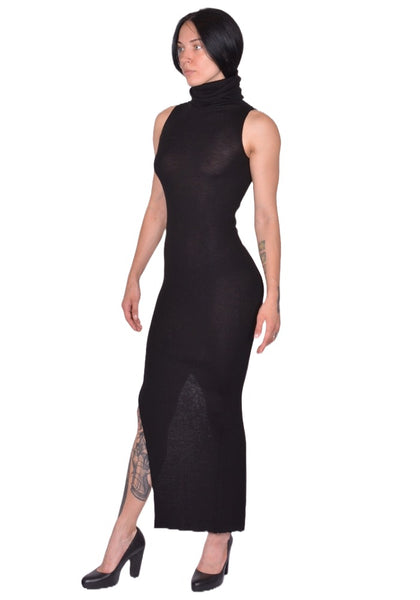 RICK OWENS WOMEN TUBE DRESS BLACK NEW WOOL FW25 | DOSHABURI Shop