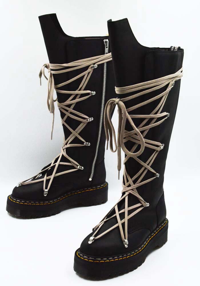 靴 Rick Owens Dr.Martens 1B60 PENTALACEQUAD x Dr. Martens 1B60 Quad Sole Pentalace knee-high boots in black