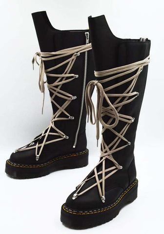 RICK OWENS x DR. MARTENS 1B60 QUAD SOLE PENTALACE BOOTS BLACK FW25