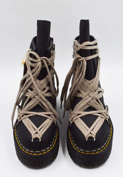 RICK OWENS x DR. MARTENS DM02E6812 1460 QUAD SOLE MEGALACE BOOTS BLACK FW25