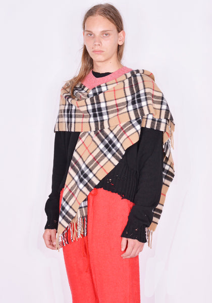 BLESS N°75  VA195 PLOP HARPONCHO ROSEBUD/BEIGE CHECK FW23 | DOSHABURI Online Shop