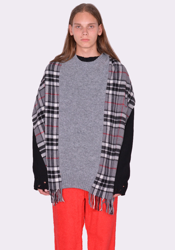 BLESS N°75 VA195 PLOP HAR PONCHO GREY/GREY CHECK FW23 | DOSHABURI Online Shop