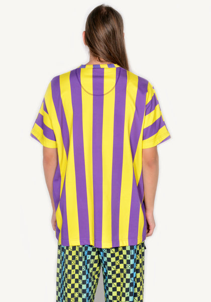 BERNHARD WILLHELM STRIPE WOVEN T-SHIRT PURPLE/YELLOW | DOSHABURI Online shop