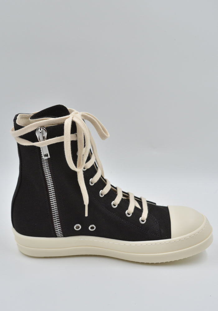 RICK OWENS DRKSHDW CARGO DENIM SNEAKERS BLACK/MILK | DOHABURI shop