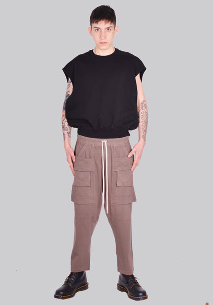 RICK OWENS DRKSHDW CREATCH CARGO CROPPED DRAWSTRING PANTS DUST SS24 | DOSHABURI Online Shop