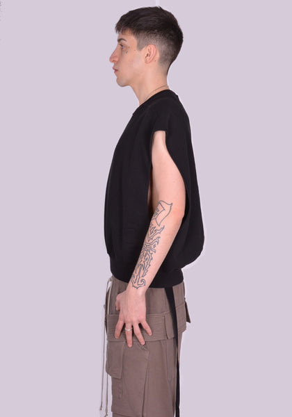 RICK OWENS DRKSHDW DU01D1155 F TATLIN SLEEVELESS SWEATSHIRT BLACK SS24 | DOSHABURI Online Shop