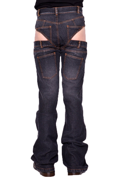 EGONLAB. DN004B STONEWASH PANTASLIP DENIM JEANS BLACK FW23 | DOSHABURI Online Shop