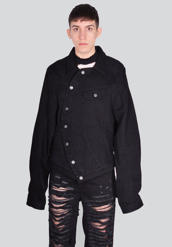 EGONLAB. DN008C WRAPPED DENIM JACKET RAW BLACK SS24 | DOSHABURI Online Shop