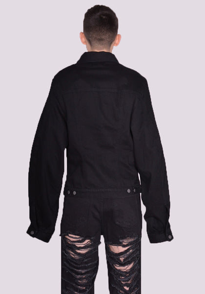 EGONLAB. DN008C WRAPPED DENIM JACKET RAW BLACK SS24 | DOSHABURI Online Shop