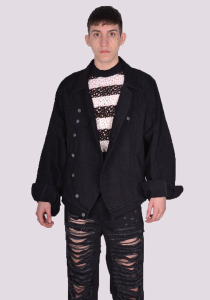EGONLAB. DN008C WRAPPED DENIM JACKET RAW BLACK SS24 | DOSHABURI Online Shop