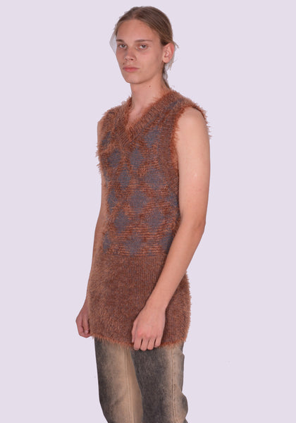 KNWLS HAIRY V-NECK SLEEVELESS DRESS MELANGE SLATE FW23 | DOSHABURI Online Shop