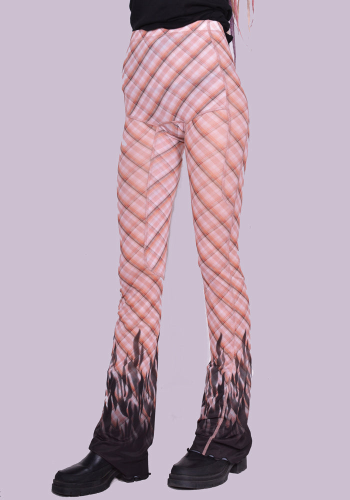 KNWLS SS24-HL0MCHP HALCYON LEGGINGS MOTO CHECK PINK SS24 | DOSHABURI Online Shop