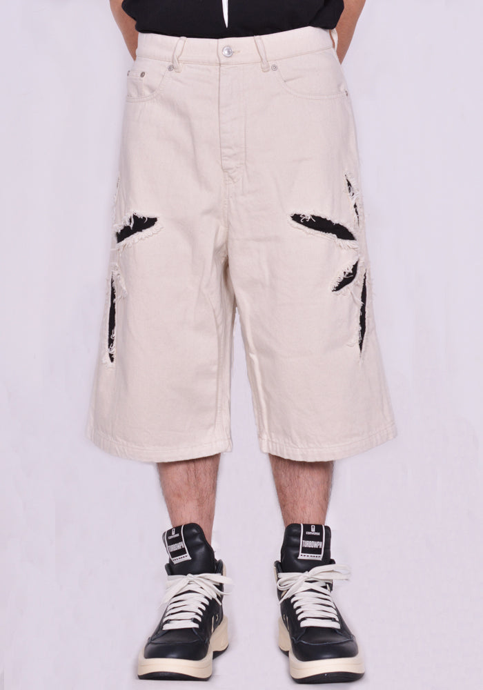 KUSIKOHC ORIGAMI CUT-OUT DENIM SHORTS