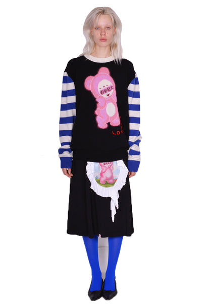 CHARLES JEFFREY LOVERBOY 32090901 CUTE GROMLIN KNIT SWEATER BLACK/BLUE/ECRU(New Season FW23)