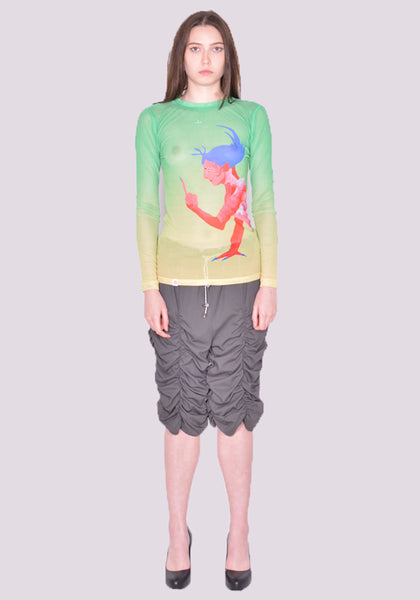 CHARLES JEFFREY LOVERBOY POWERMESH LONG SLEEVE T-SHIRT GREEN SS24 | DOSHABURI Online Shop