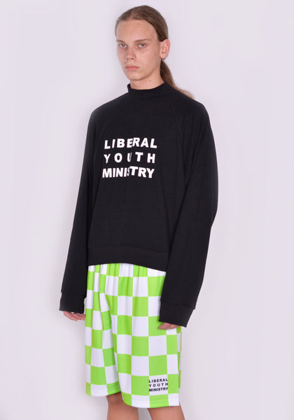 LIBERAL YOUTH MINISTRY LOGO PRINT TURTLENECK T-SHIRT BLACK FW23 | DOSHABURI Online Shop