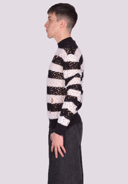 LIBERAL YOUTH MINISTRY STRIPES KNIT SWEATER KNIT BLACK/WHITE SS24 | DOSHABURI Online Shop