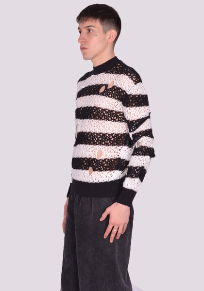 LIBERAL YOUTH MINISTRY STRIPES KNIT SWEATER KNIT BLACK/WHITE SS24 | DOSHABURI Online Shop