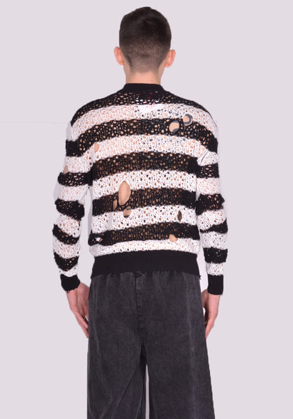 LIBERAL YOUTH MINISTRY STRIPES KNIT SWEATER KNIT BLACK/WHITE SS24 | DOSHABURI Online Shop