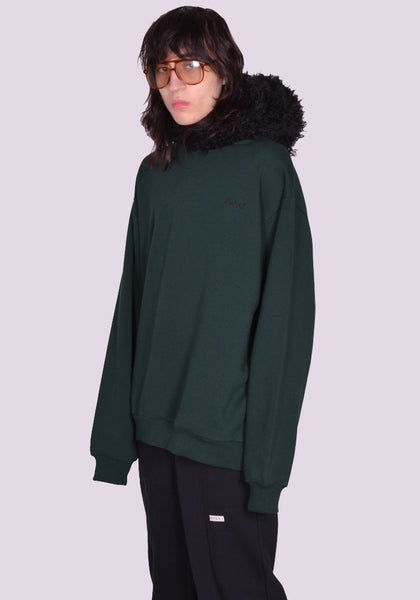 MARNI FUMU0067Q1 FAUX FUR SWEAT HOODIE SPHERICAL GREEN FW23 | DOSHABURI Online Shop