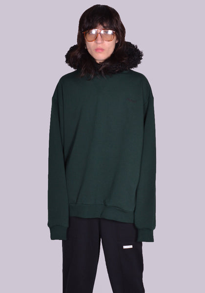 MARNI FUMU0067Q1 FAUX FUR SWEAT HOODIE SPHERICAL GREEN FW23 | DOSHABURI Online Shop