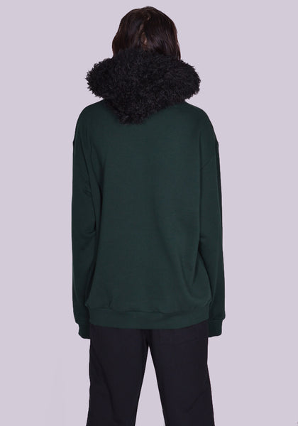 MARNI FUMU0067Q1 FAUX FUR SWEAT HOODIE SPHERICAL GREEN FW23 | DOSHABURI Online Shop