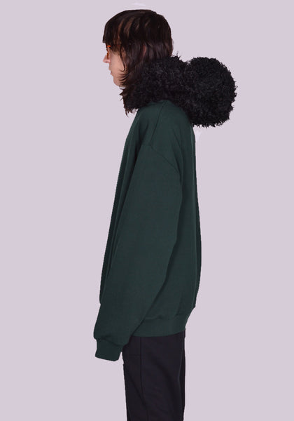 MARNI FUMU0067Q1 FAUX FUR SWEAT HOODIE SPHERICAL GREEN FW23 | DOSHABURI Online Shop