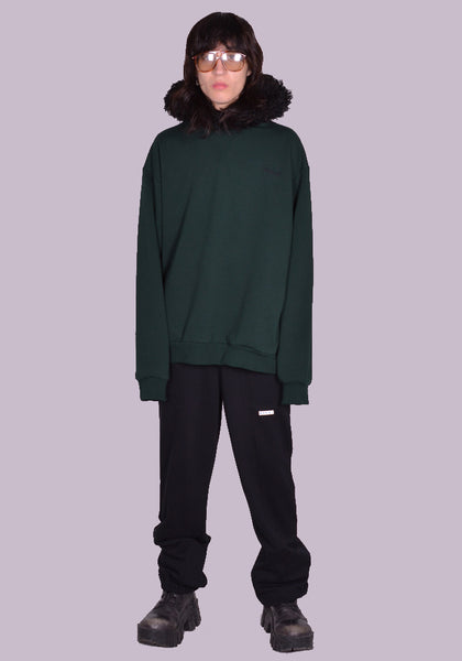 MARNI FUMU0067Q1 FAUX FUR SWEAT HOODIE SPHERICAL GREEN FW23 | DOSHABURI Online Shop