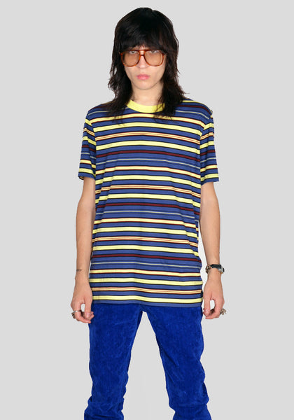 MARNI HUMU0151EX-1 STRIPE T-SHIRT BLUE/YELLOW/BURGUNDY/BLACK FW23 | DOSHABURI Online Shop