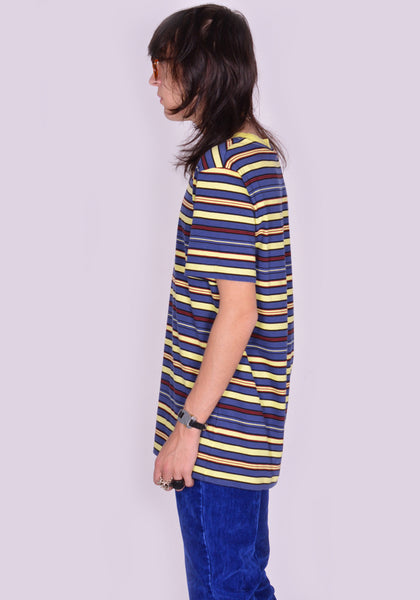 MARNI HUMU0151EX-1 STRIPE T-SHIRT BLUE/YELLOW/BURGUNDY/BLACK FW23 | DOSHABURI Online Shop