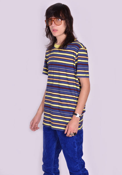 MARNI HUMU0151EX-1 STRIPE T-SHIRT BLUE/YELLOW/BURGUNDY/BLACK FW23 | DOSHABURI Online Shop