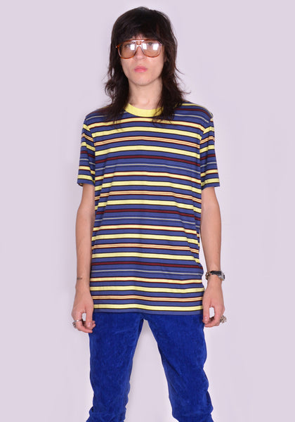 MARNI HUMU0151EX-1 STRIPE T-SHIRT BLUE/YELLOW/BURGUNDY/BLACK FW23 | DOSHABURI Online Shop