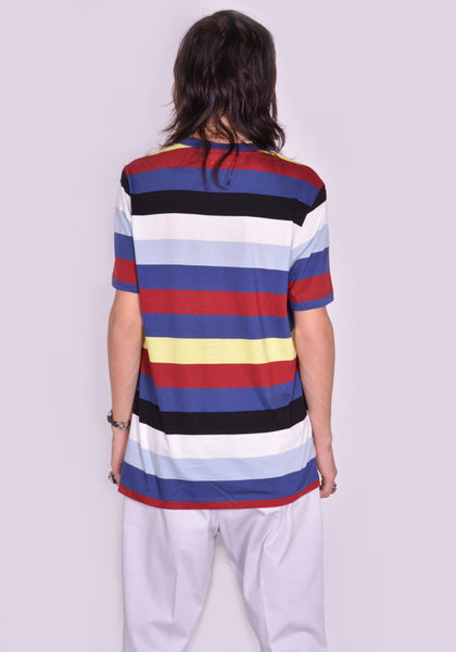 MARNI HUMU0151EX-2 STRIPE T-SHIRT BLUE/LIGHT BLUE/BLACK/WHITE/BURGUNDY FW23 | DOSHABURI Shop