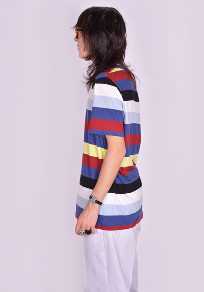 MARNI HUMU0151EX-2 STRIPE T-SHIRT BLUE/LIGHT BLUE/BLACK/WHITE/BURGUNDY FW23 | DOSHABURI Shop